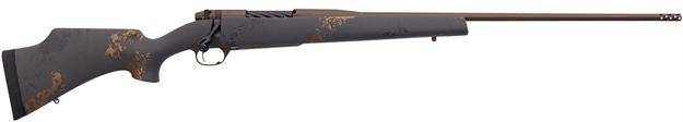 Picture of  Weatherby Mcu03n240wr6b Mark V Camilla Ultra Lightweight Compact 240 Wthby Mag 4+1 24" Barrel, Midnight Bronze Cerakote Metal Finish, Black With Smoke/Gold Sponge Accents Monte Carlo Stock