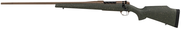 Picture of  Weatherby Mwl01n653wl8b Mark V Weathermark LT 6.5-300 Wthby Mag 3+1 26" Barrel, Flat Dark Earth Cerakote Metal Finish, Flat Dark Earth Speckled Green Fixed Monte Carlo Stock Left Hand 747115440764