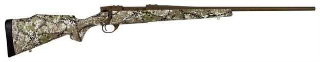 Picture of Weatherby Vap256rr40 Vanguard Badlands 25-06 Rem Caliber With 5+1 Capacity, 24" Barrel, Burnt Bronze Cerakote Metal Finish & Badlands Approach Camo Fixed Monte Carlo Stock Right Hand (Full Size) VAP256RR40BR