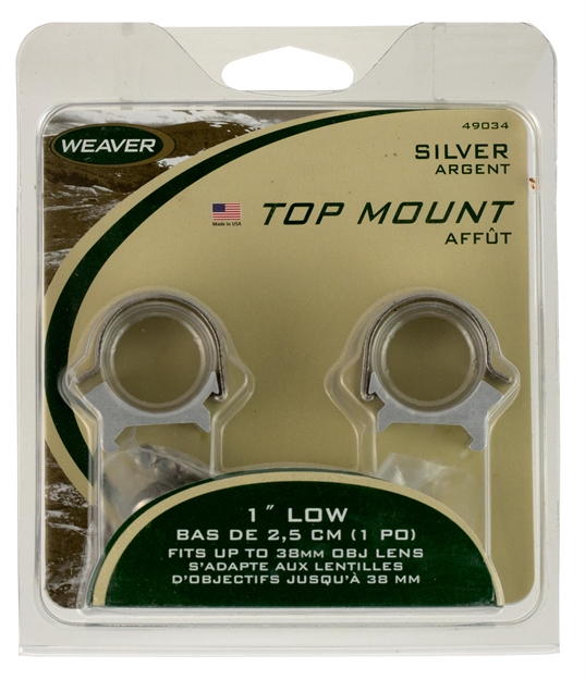 Picture of Weaver Detachable Top Mount Scope Rings, 1", High, Stainless Steel 49033 076683490339