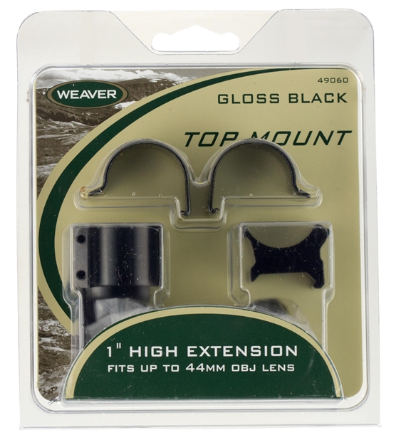 Picture of  Weaver Mounts 49045 Detachable Top Mount Dual Extension Rings  Matte Black 1" High