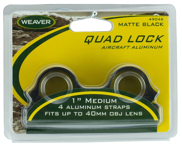 Picture of  Weaver Mounts 49046 Quad Lock Detachable Rings  Matte Black 1" Medium 076683490469