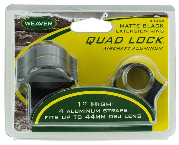 Picture of  Weaver Mounts 49048 Quad Lock Detachable Rings  Matte Black 1" High Extended