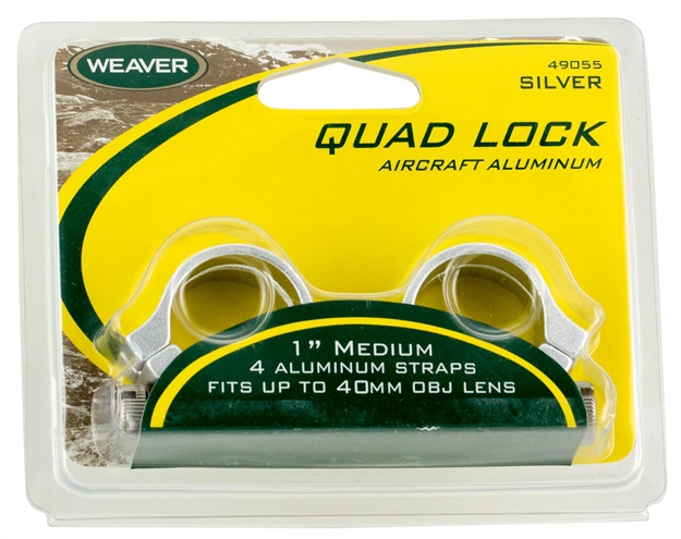 Picture of Weaver Quad Lock Detachable Riflescope Rings, 1", Medium, Silver 49055 076683490551