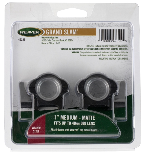Picture of  Weaver Mounts 49325 Lever Lok  Matte Black 1" Medium