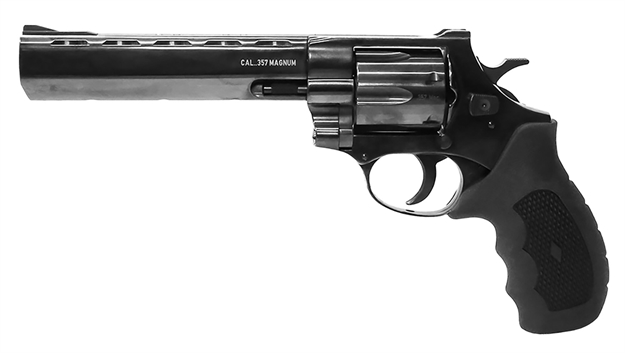 Picture of  Weihrauch Guns 770134 Windicator  357 Mag 6Rd 6" Blued Steel Barrel,  Cylinder & Frame, Ramp Front/Fixed Rear Sights, Exposed Hammer, Finger Grooved Black Rubber Grip