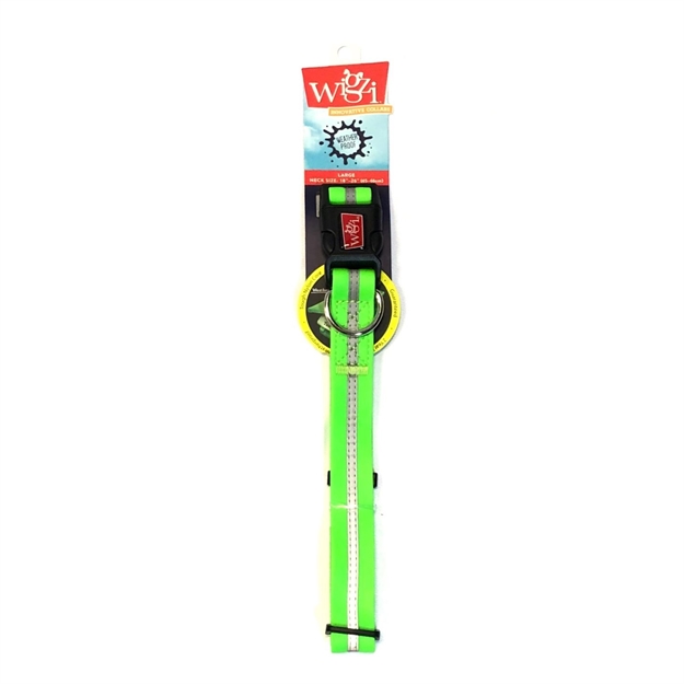 Picture of Wigzi Reflective Weatherproof Adjustable Collar Neon Grn MD