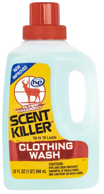 Picture of Wildlife Research 54633 Super Charged Clothing Wash Odor Eliminator Odorless Scent 32Oz Bottle 546-33 024641546338