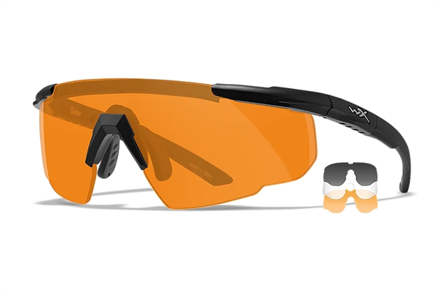 Picture of Wiley X Saber Advanced Shooting Glasses- 3 Lenses Smoke Grey- Clear- Light Rust/Matte Black Frame 308