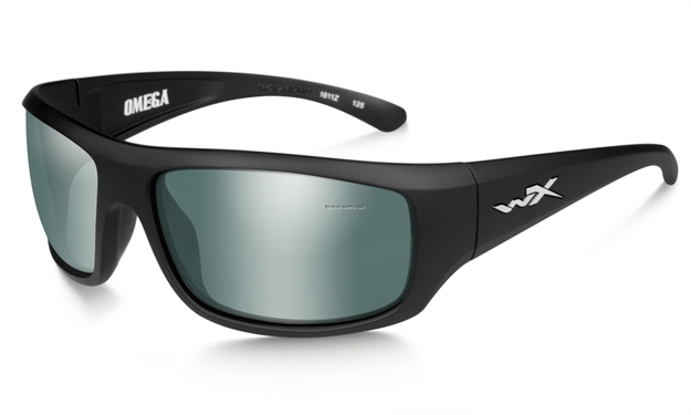 Picture of Wiley X Omega Sunglasses - Polarized Green Platinum Flash Lens/Matte Black Frame