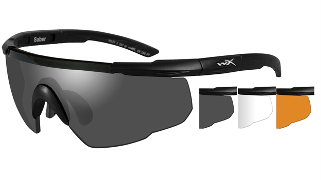 Picture of Wiley X Saber Advanced Shooting Glasses- 3 Lenses Smoke Grey- Clear- Light Rust/Matte Black Frame 308 712316003131