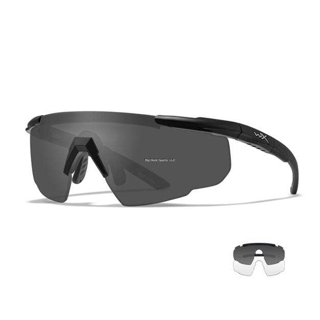 Picture of Wiley X Saber Advanced Shooting Glasses - 2 Lens - Smoke Grey/Clear/Matte Black Frame