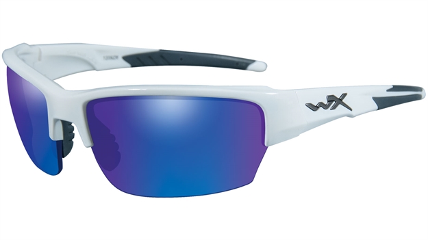 Picture of Wiley X WX Saint Changeable Series Sunglasses Polarized Blue Mirror/Gloss White Frame