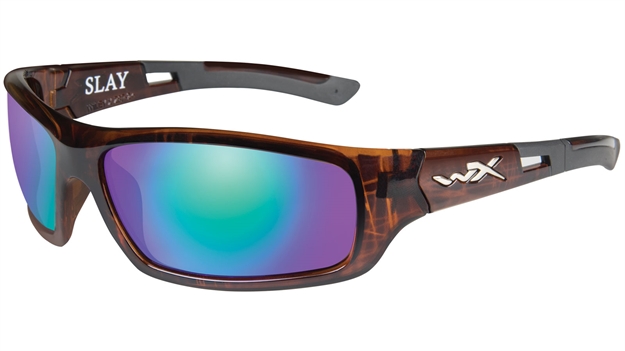 Picture of Wiley X Slay Sunglasses - Polarized Emerald Green Mirror Lens/Gloss Demi Frame
