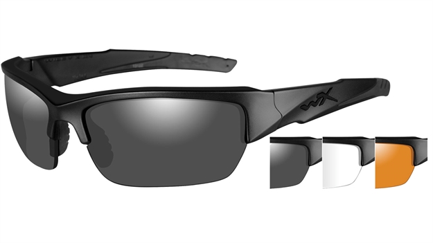 Picture of Wiley X WX Valor Shooting Glasses - 3 Lenses Smoke Grey - Clear - Light Rust/Matte Black Frame CHVAL06 712316011051