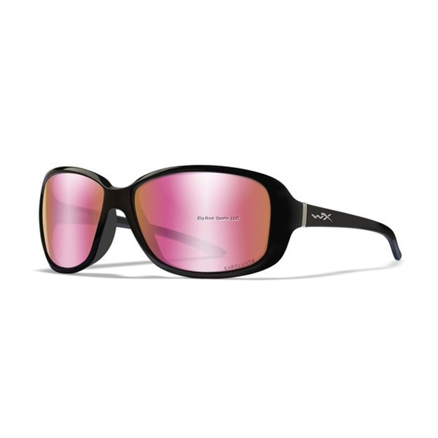 Picture of Wiley X WX Affinity (Womens) Captivate Sunglasses- Polarized Rose Gold Mirror Lens/Gloss Black Frame
