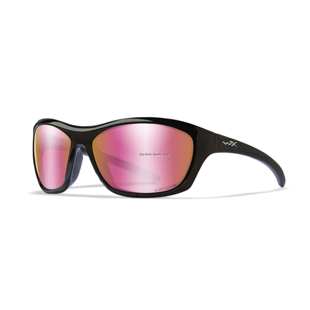 Picture of Wiley X WX Glory (Womens) Captivate  Sunglasses- Polarized Rose Gold Mirror Lens/Gloss Black Frame