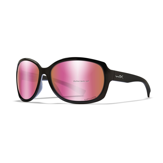 Picture of Wiley X WX Mystique (Womens) Captivate Sunglasses- Polarized Rose Gold Mirror Lens/Gloss Black Frame