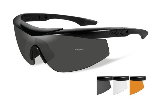 Picture of Wiley X WX Talon Advanced Changeable Sunglasses, Smoke Grey/Clear/Light Rust Lens - Matte Black Frame