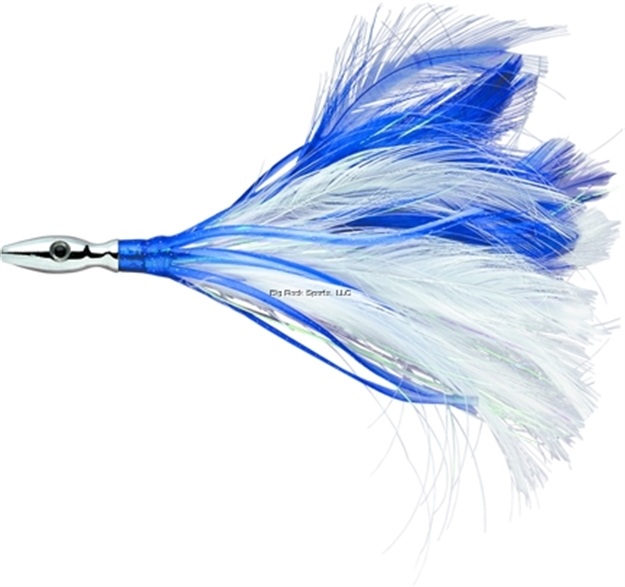 Picture of Williamson Flash Feather Rigged Trolling Lure, 4", Blue/White