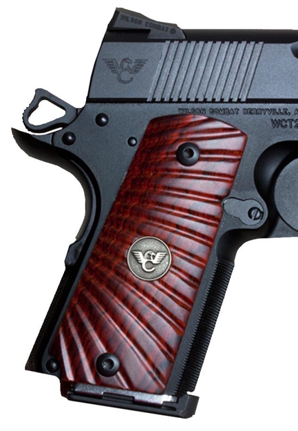 Picture of  Wilson Combat 351Mcp Cocobolo  Starburst Dark Reddish Brown Wood For 1911 Compact