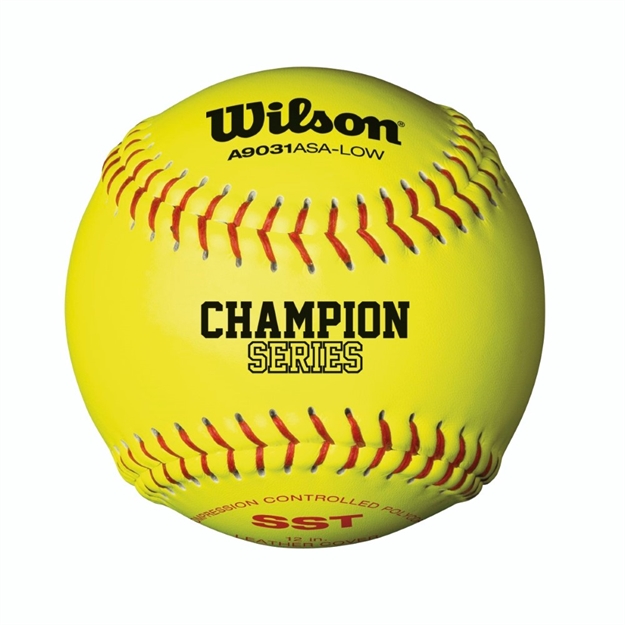 Picture of Wilson A9031 Asa Low Optic Yellow Fastpitch Softball 12 Pack