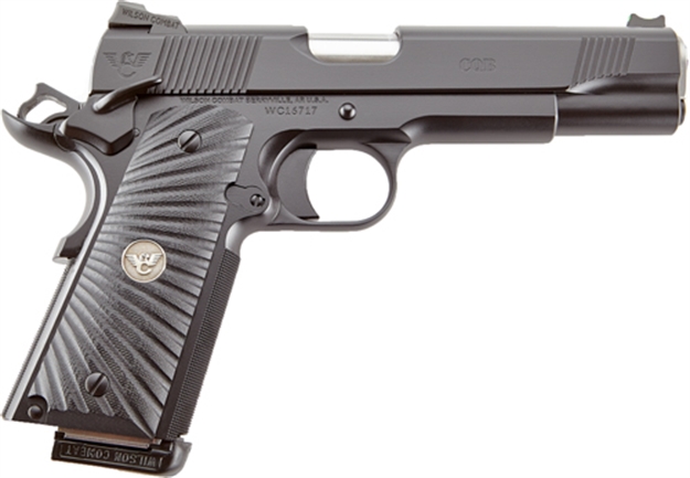 Picture of Wilson Combat Cqbfs9a Cqb  Full Size Frame 9Mm Luger 10+1 5" Match Grade Barrel, Black Serrated Carbon Steel Slide, Black Armor-Tuff Carbon Steel Frame W/Beavertail, Black G10 Starburst Grip CQB-FS-9A 811826028488