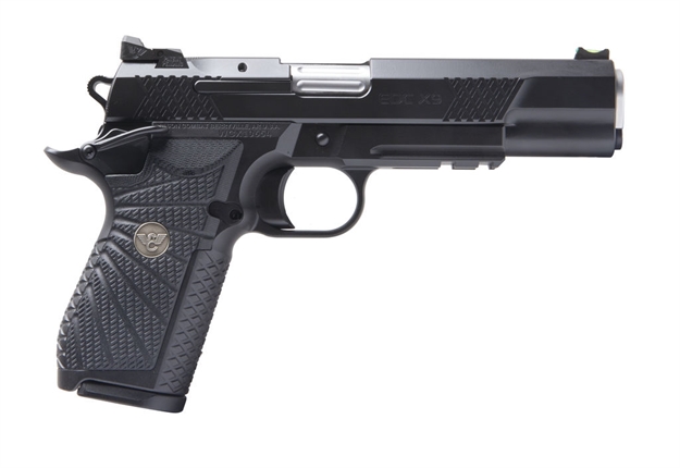 Picture of Wilson Combat Edcxlpr9a Edc X9l 9Mm Luger 15+1 5" Black Dlc Serrated Stainless Steel Slide, Black Aluminum Frame W/Beavertail & Picatinny Rail, Black G10 Starburst Grip EDCX-LPR-9A 810025500955