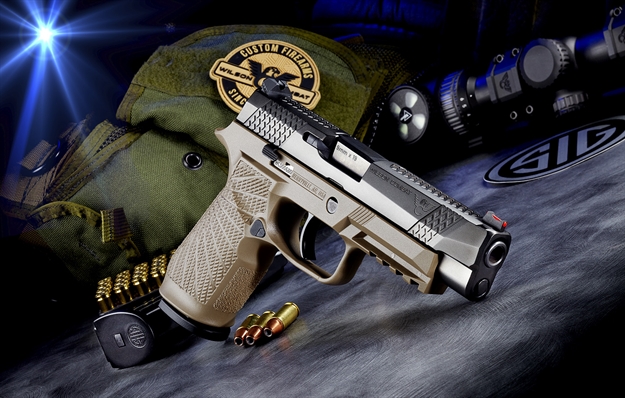 Picture of  Wilson Combat Sigwcp320f9tatc P320  9Mm Luger 4.70" 17+1 Tan Black Dlc Steel Tan Polymer Grip Action Tune With Curved Trigger