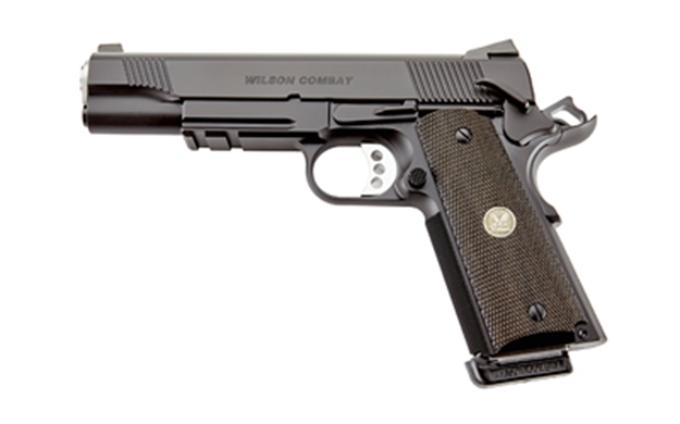 Picture of Wilson Combat Cqblrcaallblack Cqb *Ca Compliant Full Size Frame 45 Acp 8+1 5" Carbon Steel Slide Diamond Wood W/ Pewter Medallions Grip CQBLR-CA 874218004279