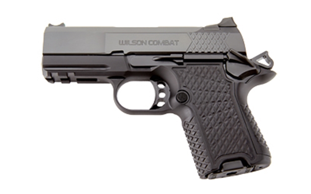 Picture of  Wilson Combat Sfx8scr3 Sfx9 Sub-Compact 9Mm Luger 10+1 15+1 3.25" Stainless Steel Barrel, Black Dlc Serrated Stainless Steel Slide, Black Aluminum Frame W/Beavertail & Picatinny Rail, Black G10 Grip 810025505806
