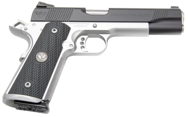 Picture of  Wilson Combat Ptrefs45 1911 Protector Elite 45 Acp 8+1 5" Barrel, Stainless  Steel Frame W/Beavertail, Serrated Black Carbon Steel Slide, Black G10 Grip, Manual Safety