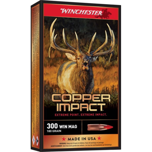 Picture of  Winchester Ammo X300clf2 Copper Impact  300Winmag 180Gr Copper Extreme Point Lead Free 20 Per Box/10 Case 020892231337