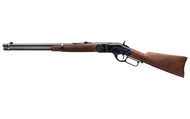 Picture of  Winchester Guns 534280141 Model 1873 Competition Carbine High Grade 45 Colt (Lc) 10+1 20" Color Case Hardened Grade Iii/Iv Oil Walnut Stock Right Hand (Full Size) 048702019722