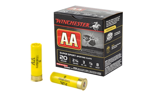 Picture of  Winchester Ammo Aasc208 AA Super Sport Sporting Clay 20Gauge 2.75" 7/8Oz 8Shot 25 Per Box/10 Case 020892014909