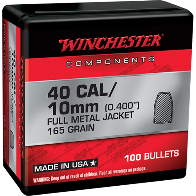 Picture of  Winchester Ammo Wb40tc165x Centerfire Handgun Reloading 40S&W 165Gr Full Metal Jacket Truncated Cone 100 Per Box/10 Case