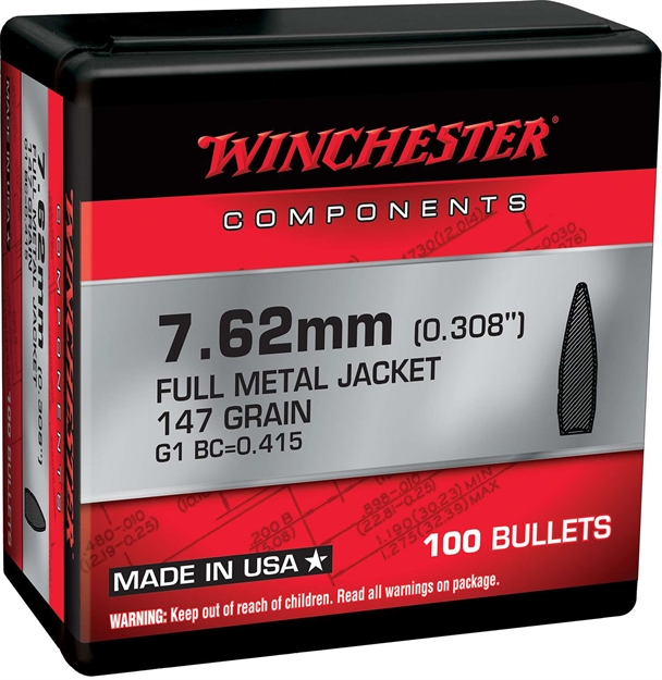 Picture of  Winchester Ammo Wb762m147x Centerfire Rifle  7.62Mm 147Gr Full Metal Jacket Boat Tail 100 Per Box/10 Case 020892634121
