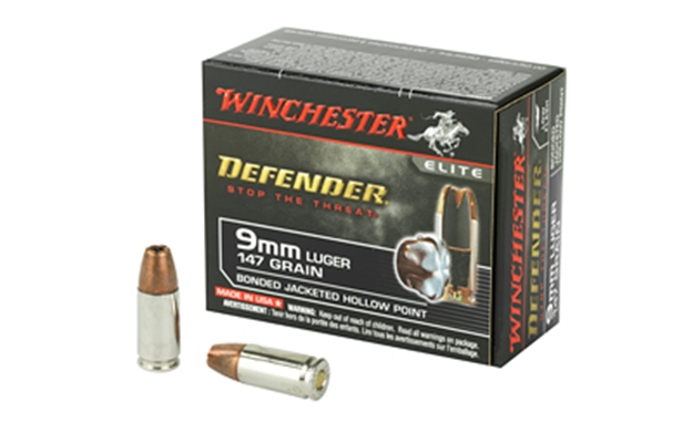 Picture of  Winchester Ammo S9mmpdb1 Defender  9Mmluger 147Gr Bonded Jacket Hollow Point 20 Per Box/10 Case 020892217836