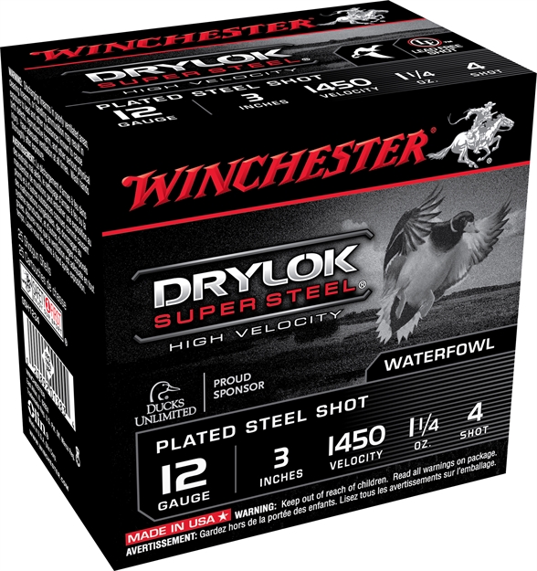 Picture of Winchester Drylok Super Steel Shotshell 12 Ga, 3 In, No. 4, 1-1/4Oz, Max Dr, 1450 Fps, 25 Rnd Per Box SSH1234