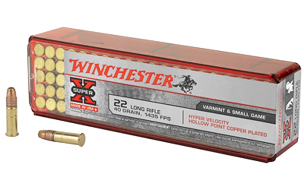 Picture of  Winchester Ammo Xhv22lr Super X  22Lr 40Gr Hyper Velocity Hollow Point Copper Plated 100 Per Box/20 Case
