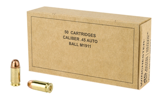 Picture of Winchester Military Service Grade Pistol Ammo 45 Acp, Fmj, 230 Gr, 865 Fps, 50 Rnd, Boxed SG45W 020892221734