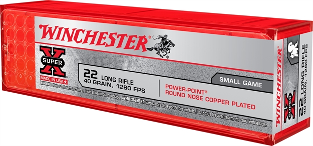 Picture of Winchester Super-X Rimfire Ammo 22 Lr, Power-Point, 40 Grains, 1280 Fps, 100 Rounds, Boxed X22LRPP1
