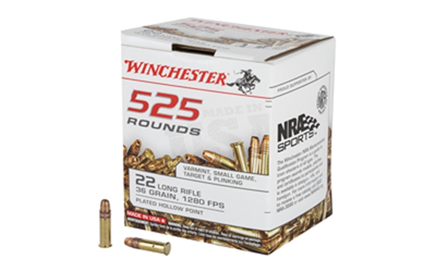 Picture of Winchester Ammo 22Lr525hp Usa  22Lr 36Gr Copper Plated Hollow Point 525 Per Box/10 Case *Bulk 020892102651