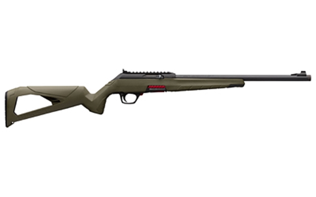 Picture of  Winchester Repeating Arms 521140102 Wildcat SR Full Size 22 LR 10+1 16.50" Matte Blued Threaded Sporter Barrel, Picatinny Rail Matte Black Polymer Receiver, OD Green Skeletonized Synthetic Stock, Ambi