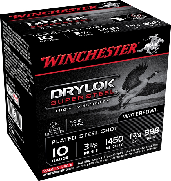 Picture of Winchester Drylok Super Steel Shotshell 10 Ga, 3-1/2 In, No. Bbb, 1-3/8Oz, Max Dr, 1450 Fps, 25 Rnd Per Box SSH10BBB