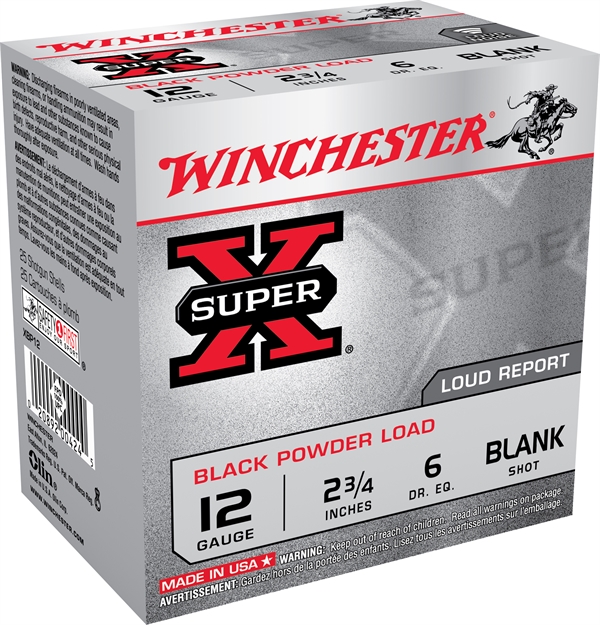 Picture of Winchester Super-X Shotshell 12 Ga, 2-3/4 In, No. Blank, Black Powder, 6 Dr, 25 Rnd Per Box XBP12 020892004245