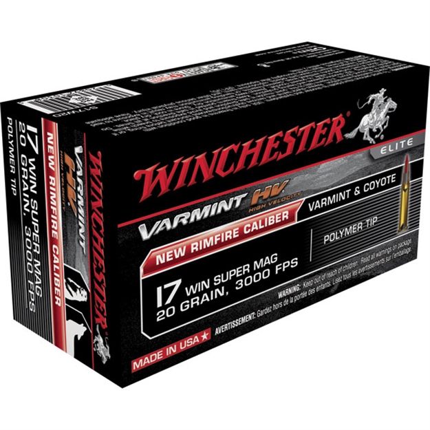 Picture of Winchester Varmint HV Rimfire Ammo 17 Wsm, Polymer Tip, 20 Grains, 2745 Fps, 50 Rounds, Boxed S17W20 020892103085