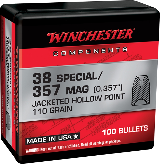 Picture of Winchester Ammo  Centerfire Handgun Reloading 38 Special .357 110 GR Jacketed Hollow Point (Jhp) 100 Per Box