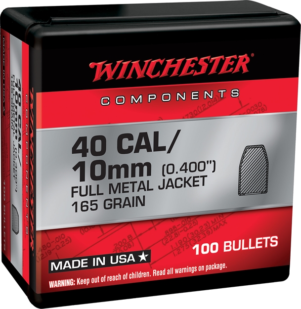 Picture of  Winchester Ammo Wb40tc165x Centerfire Handgun Reloading 40S&W 165Gr Full Metal Jacket Truncated Cone 100 Per Box/10 Case 020892633957