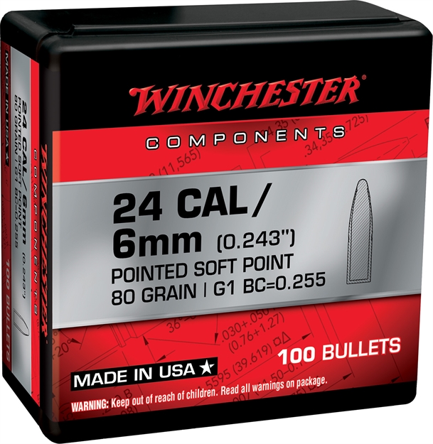 Picture of  Winchester Ammo Wb243sp80x Centerfire Rifle  243Win 80Gr Pointed Soft Point 100 Per Box/10 Case